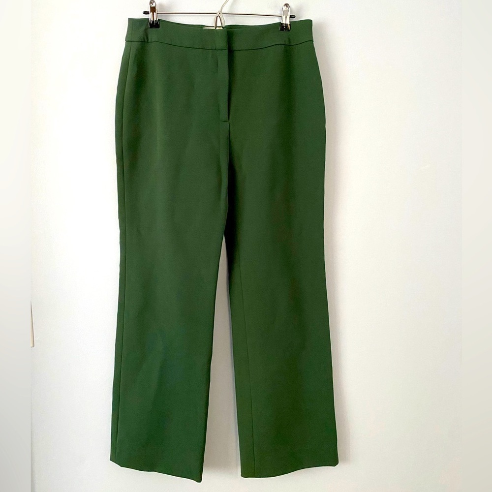 Isoude Green Straight Leg High Rise Pants, Women's Size 8, Designer Trousers